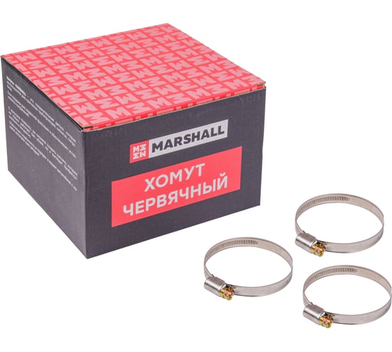 Хомут червячный MARSHALL 50-70 мм (нержавеющая сталь; кратность - 50 шт) MR4210 1