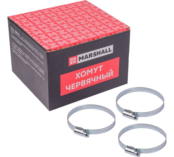 Хомут червячный MARSHALL 60-80 мм (оцинкованная сталь; кратность - 50 шт) MR4111 1