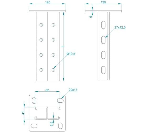 Стойка PRO-montag.ru 2CS41 двойная L=200 (2,5) INOX AISI 304 CM79220INOX