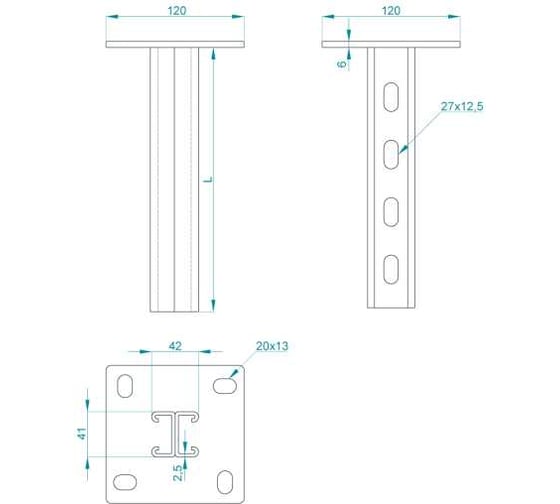 Стойка PRO-montag.ru 2CS21 двойная L=200 (2,5) INOX AISI 304 CM79080INOX