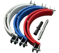 Хомут трубный сантехнический TENHO бел.упл. 2 М8 (60-65)  Комплект с дюбелем и шурупом, 5 шт. Р00080023