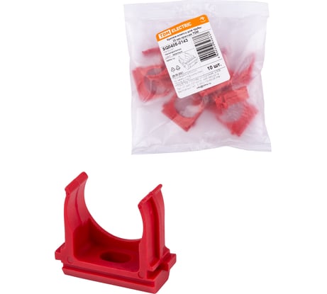Крепеж-клипса для трубы TDM ELECTRIC ПНД 25 мм, красная, 10 шт. SQ0405-0143