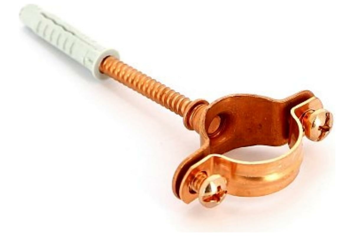 Хомут для труб Uni-Fitt 22 медный со шпилькой и дюбелем 851R2200 ...