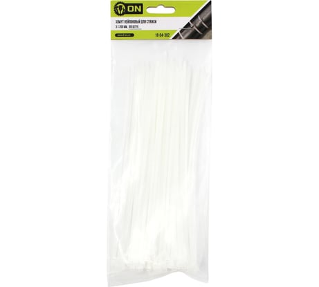 Нейлоновый хомут для стяжки On 3х200 мм, белый, 100 шт./уп. 18-04-302
