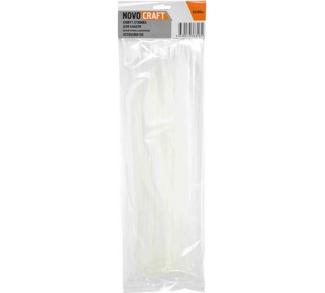 Нейлоновая хомут-стяжка NOVOCRAFT 5x300 мм, белая, уп. 100 шт. HCC053000100