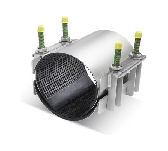 Хомут ремонтный RUTEMPO (муфта свёртная) из нержавеющей стали двухзамковая ОД (365-385) L=330 РА-100316 1