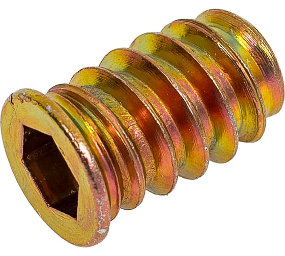 Футорка/втулка мебельная КРЕП-КОМП резьбовая с потайным фланцем 6х10х17 ЖЦ КРЕП-КОМП (100шт)