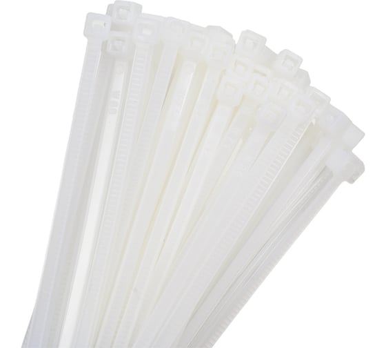 Стяжки Strong нейлоновые, белые, 2.5x100 мм, 100 шт. СТУ-23425100 1