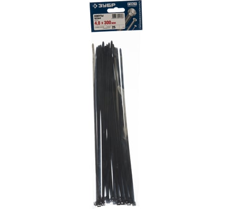 Хомут нейлоновый черный 25 шт. (300х4.8 мм; тип 7) ЗУБР 4-309037-48-300