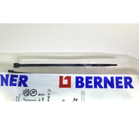 Ленточный хомут с нейлоновым язычком BERNER черный, 102x2.5 369943