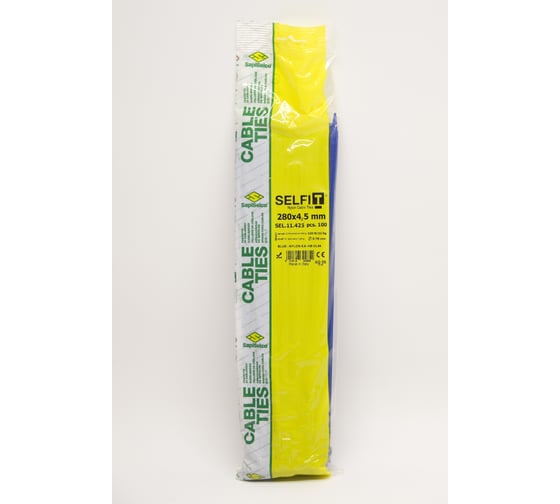Стяжки SapiSelco синего цвета, 4.5x280 мм, полиамид 6.6, уп. 100 шт. SEL.11.425R