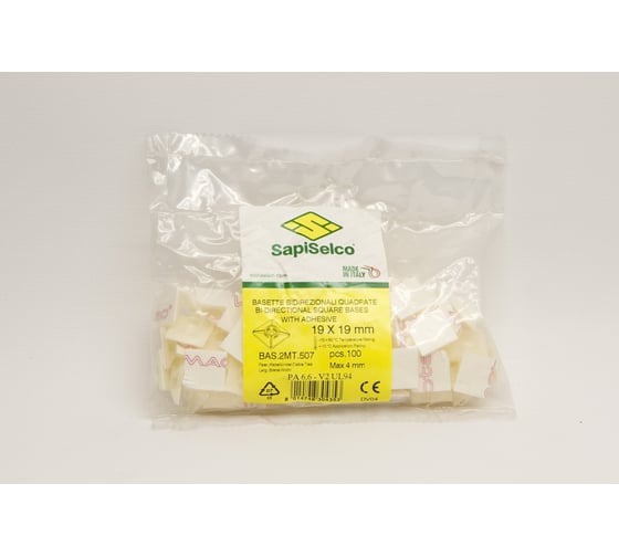 Квадратная платформа с самоклеящимся дном SapiSelco 19x19 мм, полиамид 6.6, уп. 100 шт. BAS.2MT.507