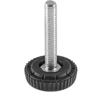 Опора резьбовая регулируемая с основанием Миниворкс Ø25 и резьбой М6х35, европейская, цвет черный – (15 шт.) 25М6-35ЧС