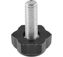 Опора резьбовая регулируемая с основанием Миниворкс 22 мм и резьбой М8х25, шестигранник, цвет черный – (20 шт.) 22М8-25ЧС