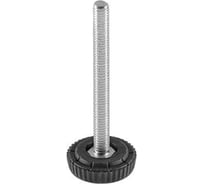 Опора резьбовая регулируемая с основанием Миниворкс Ø25 и резьбой М6х60, европейская, цвет черный – (15 шт.) 25М6-60ЧС