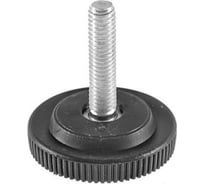 Опора резьбовая регулируемая с основанием Миниворкс Ø32 и резьбой М6х25, европейская, цвет черный – (15 шт.) 32М6-25ЧС