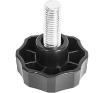 Опора резьбовая Миниворкс регулируемая с основанием Ø50 и резьбой М12х30, шарнирная, цвет черный – (5 шт.) 50М12-30ЧС