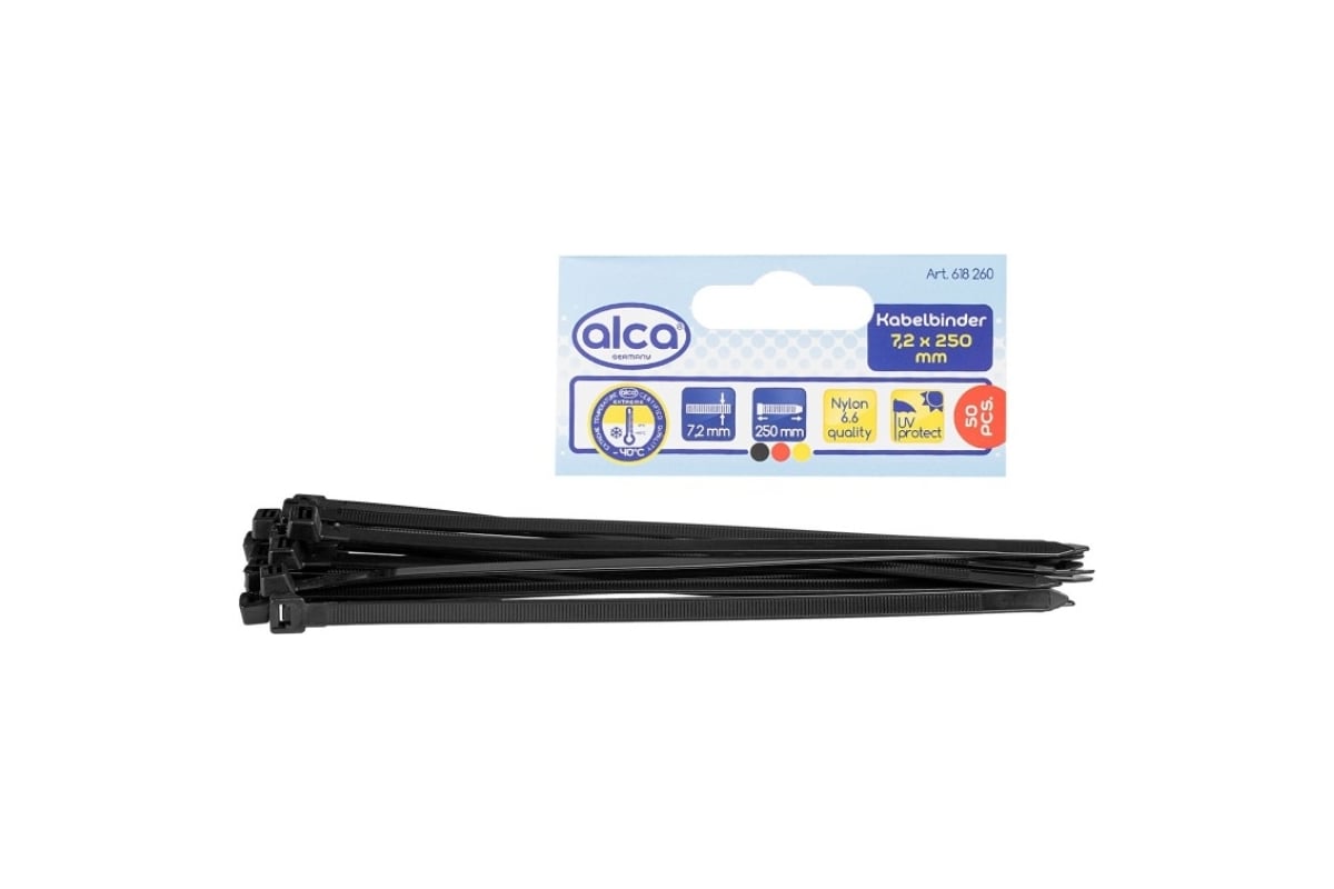 Пластиковая стяжка хомут Alca 7,2x250 мм, 50 шт. 618260 - выгодная цена ...