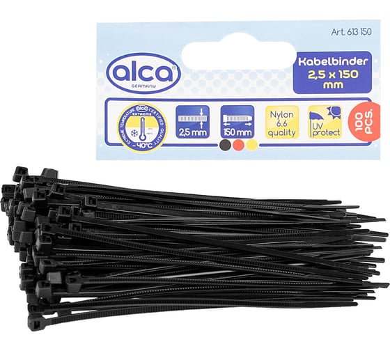 Пластиковая стяжка хомут Alca 2,5x150 мм, 100 шт. 613150