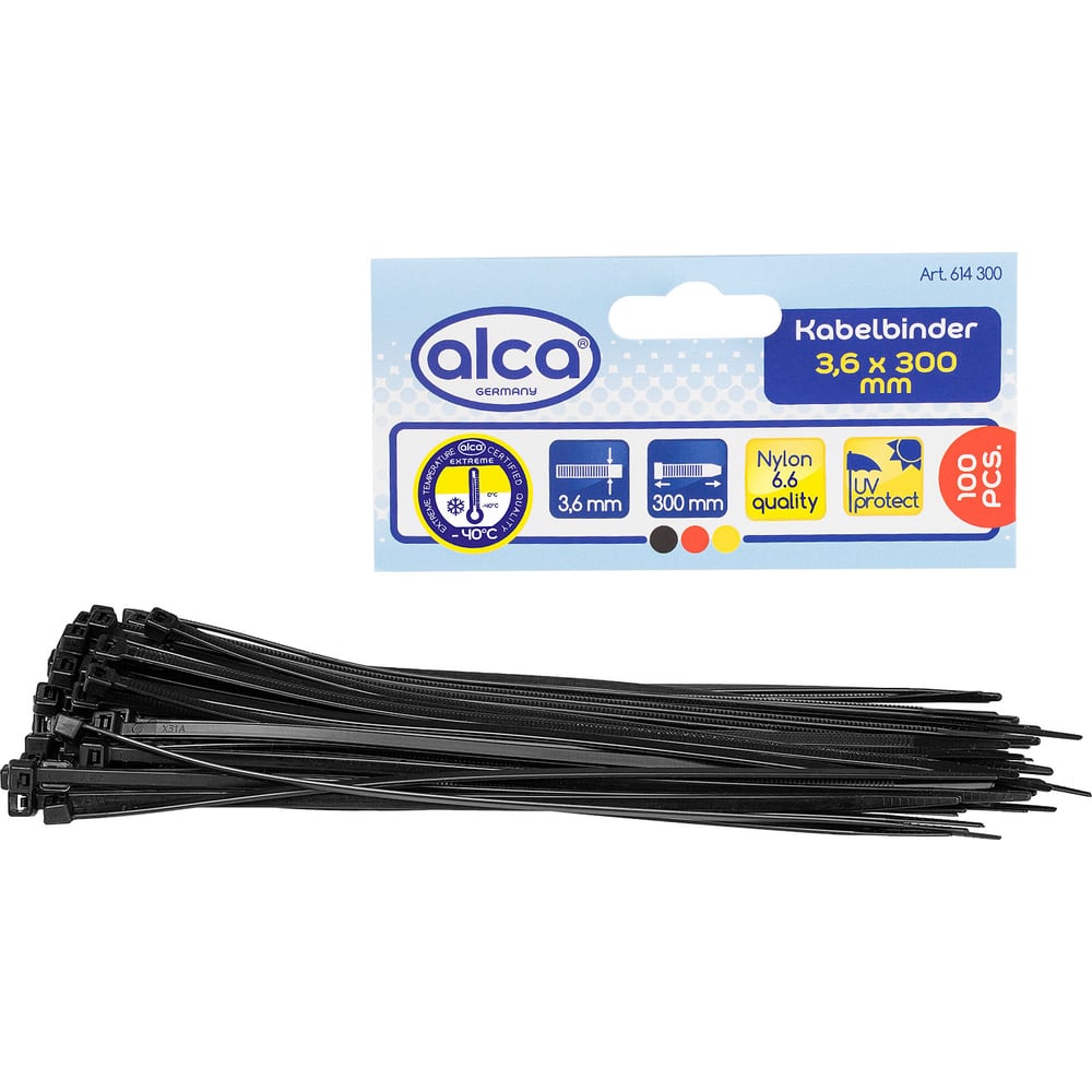 Пластиковая стяжка хомут Alca 3,6x300 мм, 100 шт. 614300 - выгодная ...
