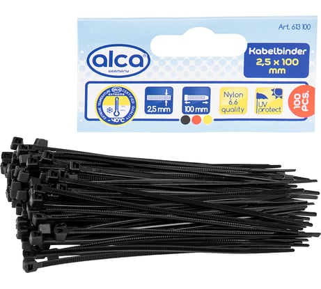 Пластиковая стяжка хомут Alca 2,5x100 мм, 100 шт. 613100