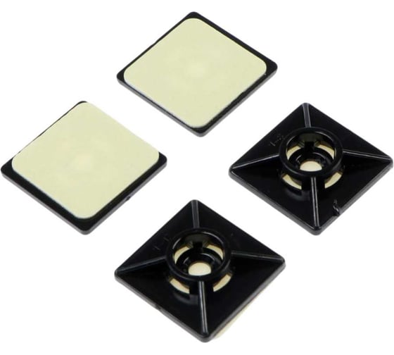 Площадка для хомута 23 Болта 27х27 мм черная самоклеящаяся, 100 шт. 15-0310клф100