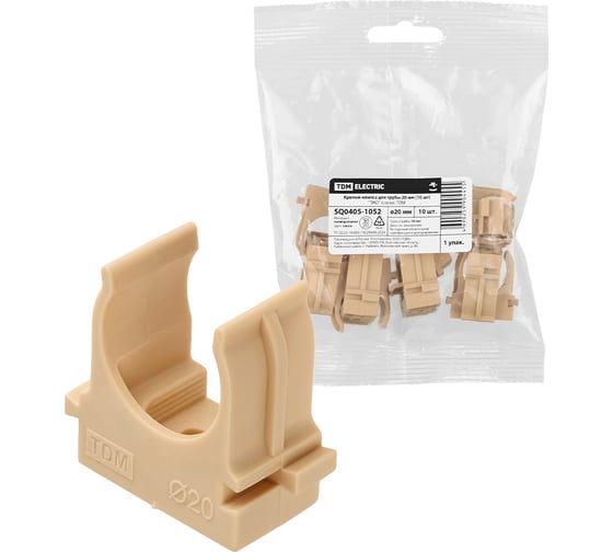 Крепеж-клипса TDM ELECTRIC для трубы 20 мм ЭКО (сосна), упаковка 4000 штук SQ0405-1052