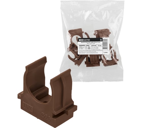 Крепеж-клипса TDM ELECTRIC для трубы 20 мм ЭКО (венге), упаковка 4000 штук SQ0405-1042