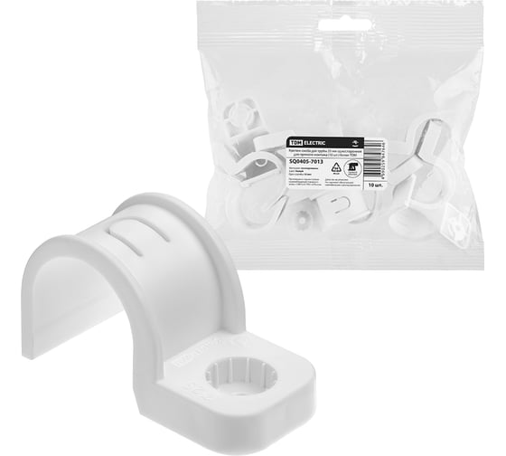 Крепеж-скоба TDM ELECTRIC для трубы 25 мм односторонняя для прямого монтажа белая, упаковка 450 штук SQ0405-7013