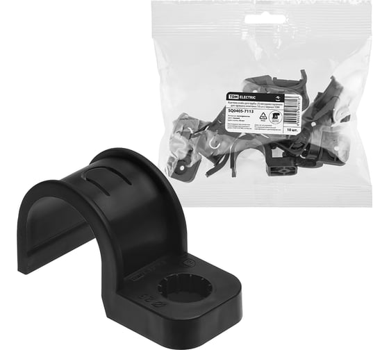 Крепеж-скоба TDM ELECTRIC для трубы 25 мм односторонняя для прямого монтажа черная, упаковка 450 штук SQ0405-7113
