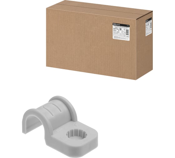 Крепеж-скоба для трубы TDM ELECTRIC 16 мм односторонняя для прямого монтажа серая, упаковка 650 штук SQ0405-6006