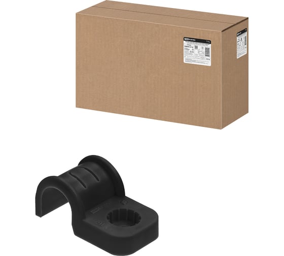 Крепеж-скоба для трубы TDM ELECTRIC 16 мм односторонняя для прямого монтажа черная, упаковка 650 штук SQ0405-6116