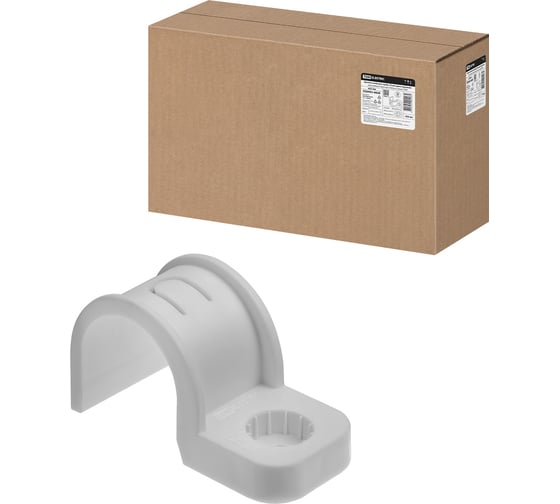 Крепеж-скоба для трубы TDM ELECTRIC 25 мм односторонняя для прямого монтажа серая, упаковка 450 штук SQ0405-6008