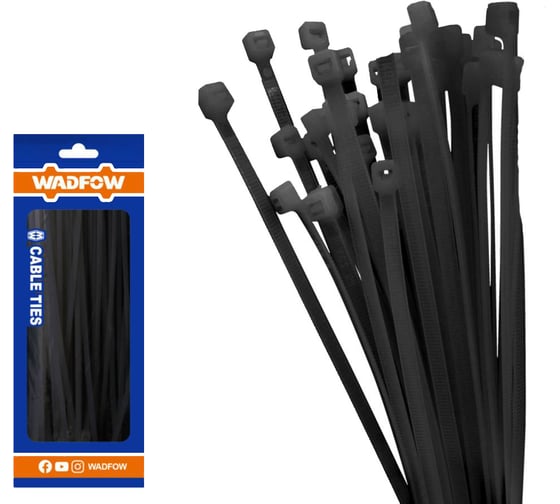Кабельные стяжки WADFOW черные 2.5х150 мм 100 шт 75/300 WTEB515025