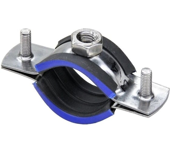 Хомут трубный Stalmax LCP-N AISI 430 1 1/4 (39-46 мм) М8 с виброгасителем и гайкой (арт. 10658) нержавеющая сталь AISI 430 (уп. 180 шт) 10658-023