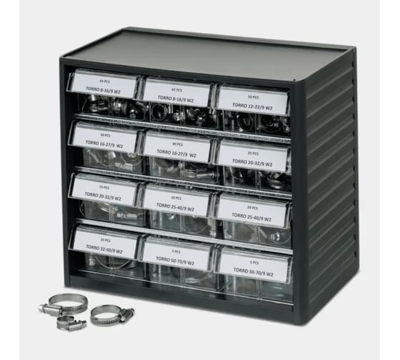 Короб с выдвижными секциями NORMA (12 шт.) и хомутами TORRO /9 W2 (370 шт.) NR-01269702370