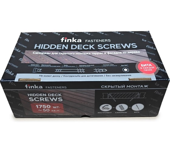 Саморезы Finka Hidden Deck Screws C4 48 mm (1750 шт) 481750C4 1