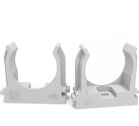 Крепеж-клипса для труб Промрукав атмосферостойкая, для прямого монтажа, серая, в п/э, d32 мм, 25 шт. PR13.0404