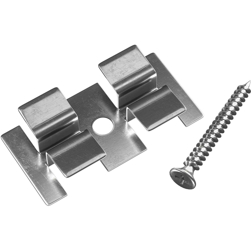 Рядная клипса из нерж. стали для монтажа доски ДПК с саморезом из нерж ...