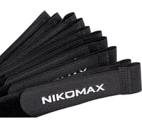 Стяжка-липучка NIKOMAX с жесткой пряжкой, 290x20 мм, черная, 10 шт. NMC-CTV290-20-HB-BK-10