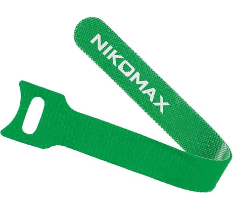 Стяжка-липучка NIKOMAX с мягкой пряжкой, 310x16 мм, зеленая, 10 шт. NMC-CTV310-16-SB-GN-10