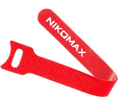 Стяжка-липучка NIKOMAX с жесткой пряжкой, 290x20 мм, красная, 10 шт. NMC-CTV290-20-HB-RD-10