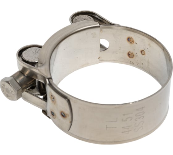 Усиленный хомут TITAN LOCK (44-51 мм), нержавеющая сталь (лента+болт) AISI 304, TL44-51RCSS