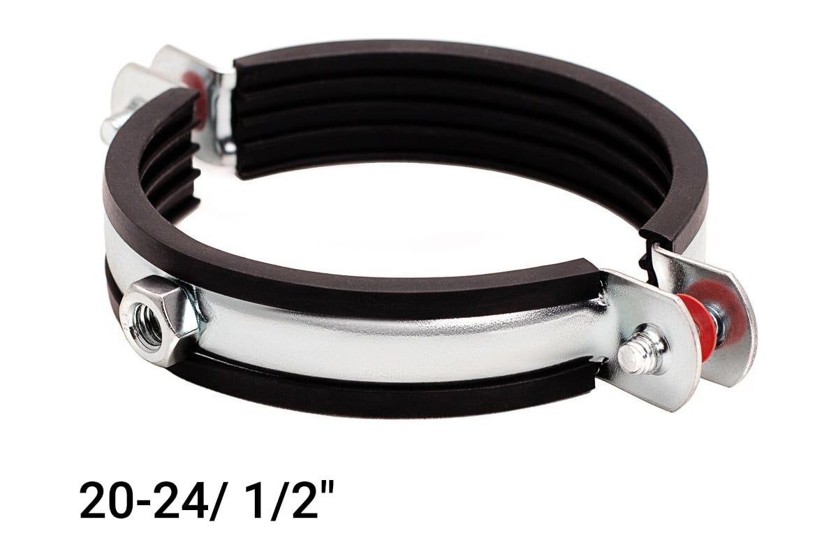 Хомут с EPDM уплотнителем UWS 20-24 мм, 1/2\", с гайкой М8 020.012.S ...