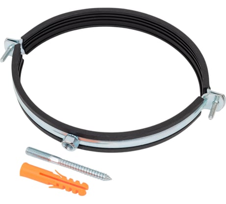 Оцинкованный хомут Terma 28 мм, без резинового уплотнителя, шуруп, дюбель, декоративная чашка, 10 шт. 28739