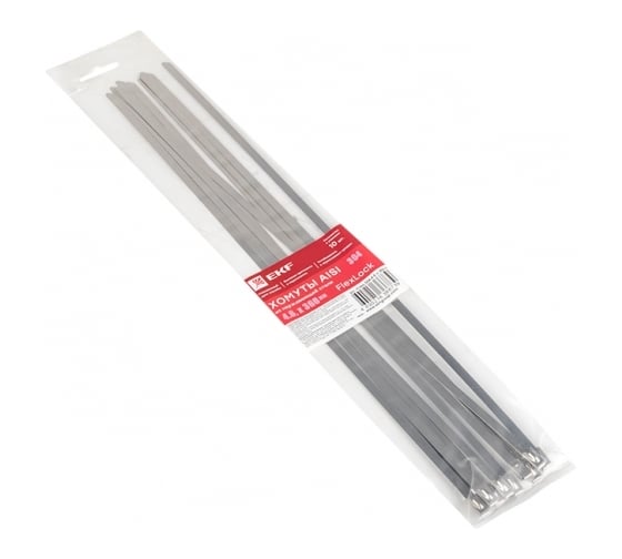 Хомут EKF FlexLock PROxima из нержавеющей стали AISI 304 4.6x360, 10 шт. plc-fl-tss-304-4.6x360-r