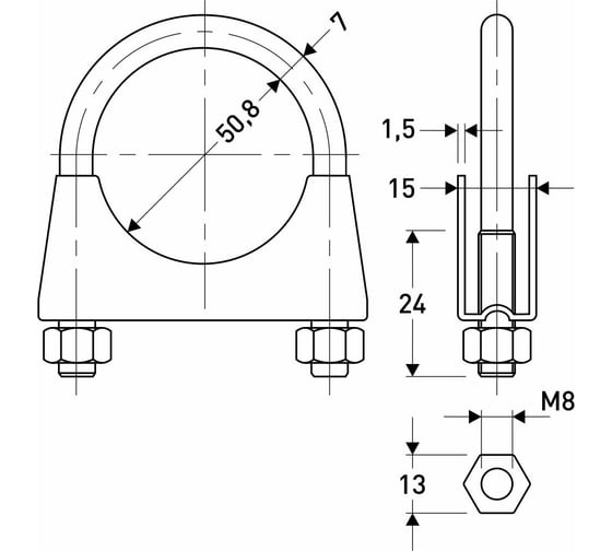 Хомут стремянка MasterProf M8, D50,8 ИС.140838