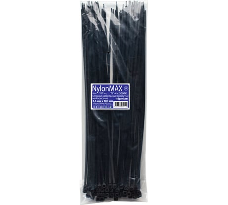 Кабельная стяжка (хомут) Nylon Max нейлоновая, 3.6x300, черный, 100 шт. 4603777989149 TY-4X300Bk