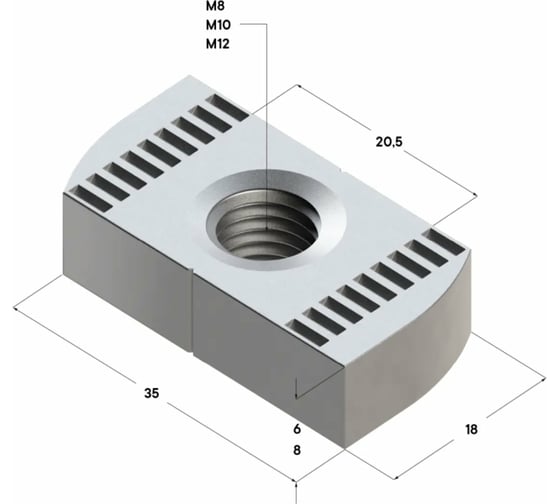 Гайка профиля TERMOCLIP tn 41 8f, М10, 10 шт. 9377002F10