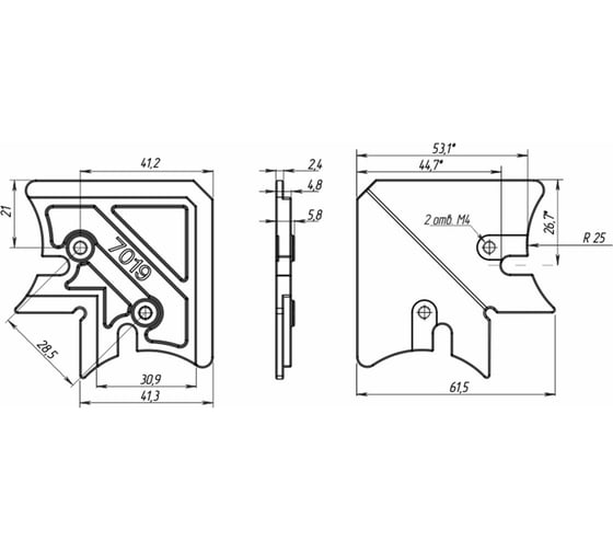 Соединитель Mebax 7019, силумин, 20х45 00-00000713